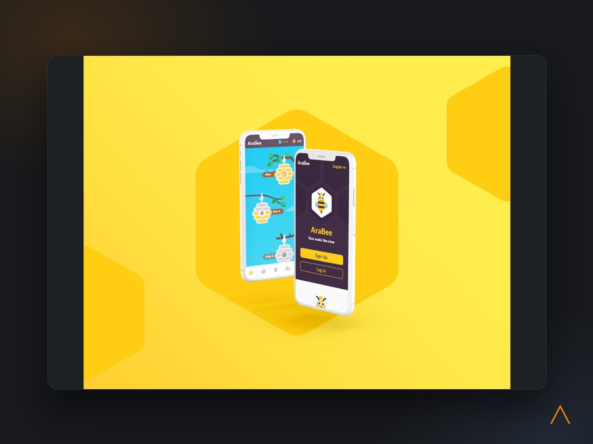 Arabee gamified Arabic learning app screens.