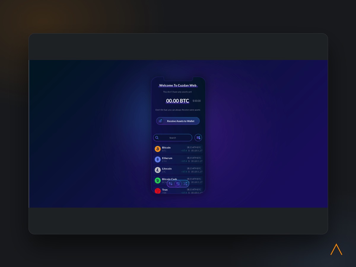 Cuzdan wallet interface screens.