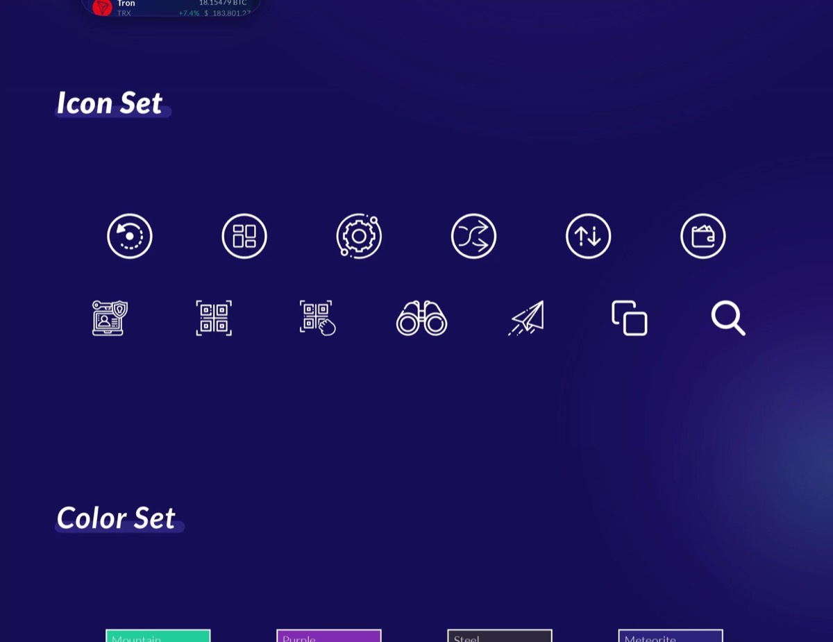 The icon set drawn for the wallet.