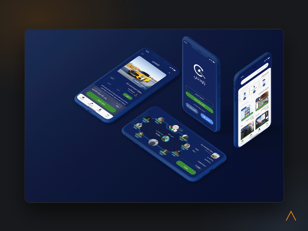 Zaodni live bidding app screens.